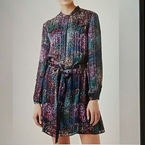 Reiss Isla Lurex Print Mini Party Coctail Holiday Dress Womens Size 4